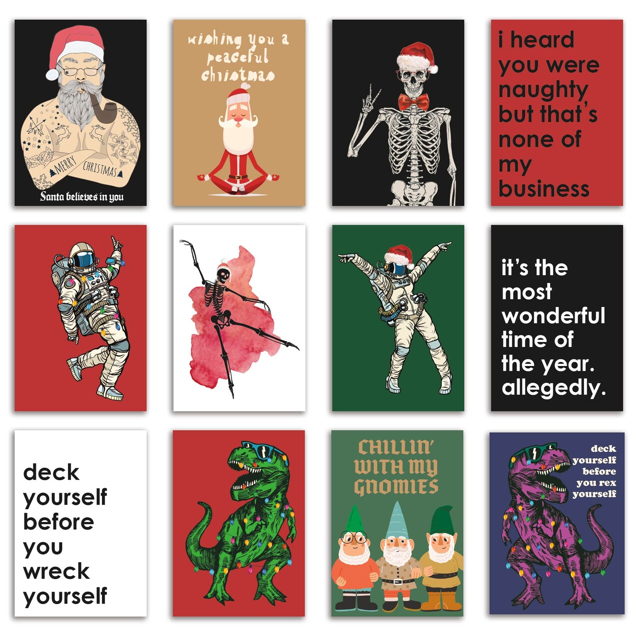 Funny Adult Christmas Cards - 24-Pack of Snarky Holiday Greeting Cards with Bold, Humorous Designs, Perfect for Friends & Family Who Love Edgy and Sarcastic Holiday Humor, Blank Inside for Personal Messages - Unique and Playful Festive Stationery Set